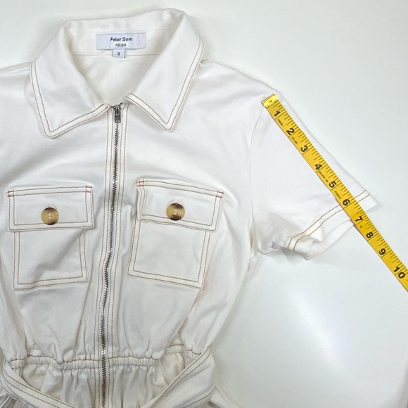 EUC | Peter Som | Button Denim Romper | White | Size 0 - Picture 12 of 16